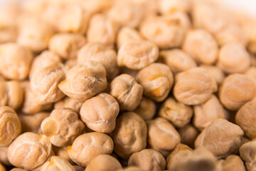 Pile of chickpeas top view close up