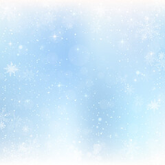 Abstract Christmas background with snowflakes. Blue Elegant Winter background