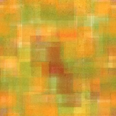 Fototapeta premium Seamless overlaid geometric shape pattern print. High quality illustration. Transparent rectangles filled with gradient colors scattered. Handmade paper texture overlay.