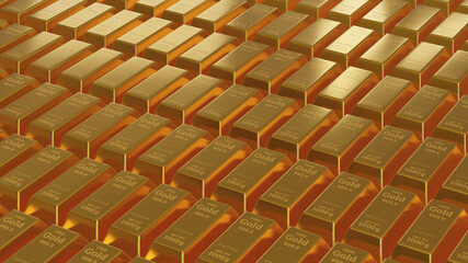 3d rendering Stack of gold bars 1000 grams. financial concepts, background concepts, illustration.