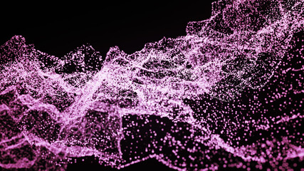 Technologiebild. rosa glänzende Partikel. 3D-Rendering. © lens_stock