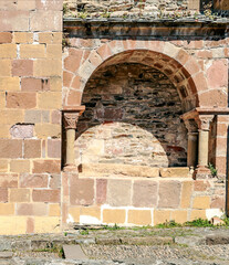 Arches of a Romanesque stone church