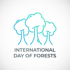 International day of forests. Concept ecology banner. Set of green trees. Vector Illustration.