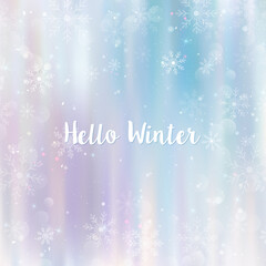 Hello winter blurred background. Christmas Snowflakes Blurred Background