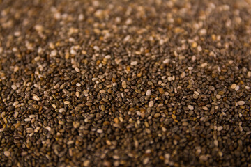 pile of Chia seeds close up top view