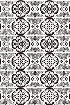 平安有職文様_御簾帽額（みすのもこう）01_壁紙・白黒