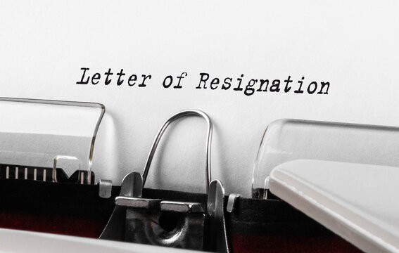 Text Letter of Resignation typed on retro typewriter