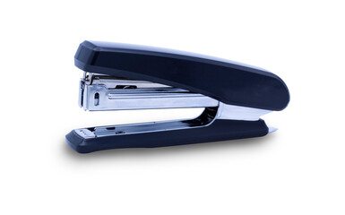 Black stapler isolated on white background with clipping path use for advertising new stapler product show stronger, shape and style.