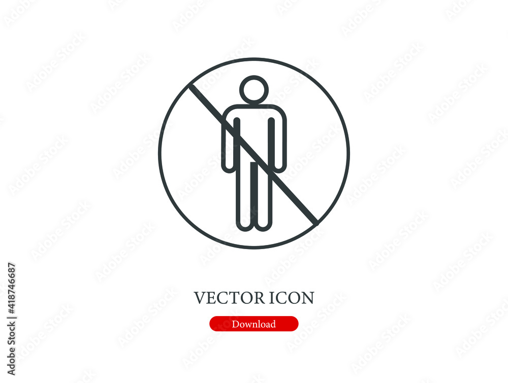 Poster no man vector icon. editable stroke. linear style sign for use on web design and mobile apps, logo. 