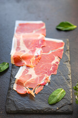 jamon iberico parma meat plate snack healthy meal top view copy space for text food background rustic image