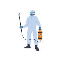 Naklejka premium Man disinfecting virus