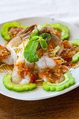 Shrimp in fish sauce - Spicy Thai food.
