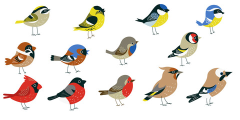 Set of decorative forest birds © Maria