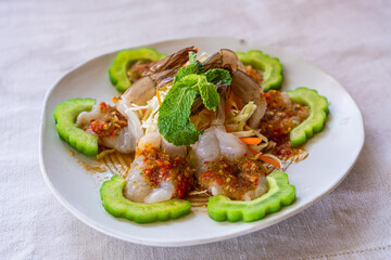Shrimp in fish sauce - Spicy Thai food.