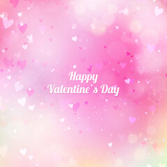 Naklejka na ściany i meble Valentine's Day background with hearts and bokeh