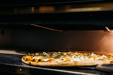 Appetizing pizza in the oven