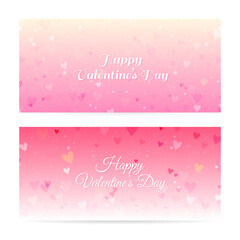 Valentine's Day blurred banners with hearts and bokeh