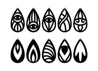 Abstract earrings template collection. Laser cut earrngs design set. Vector illustration.