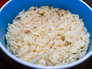 noodles brewed in a bowl. instant pasta.