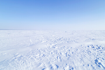 Fototapeta na wymiar Snowy northern landscape on a clear winter day
