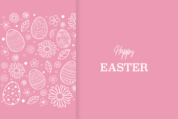 Easter eggs and flowers. Greeting card. Vector