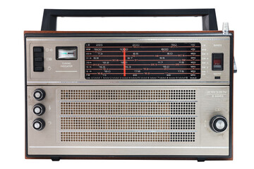 1960s retro radio isolated over white.