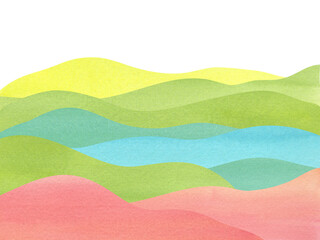 Obraz premium abstract watercolor mountains, impressionist color waves, landscape on white background