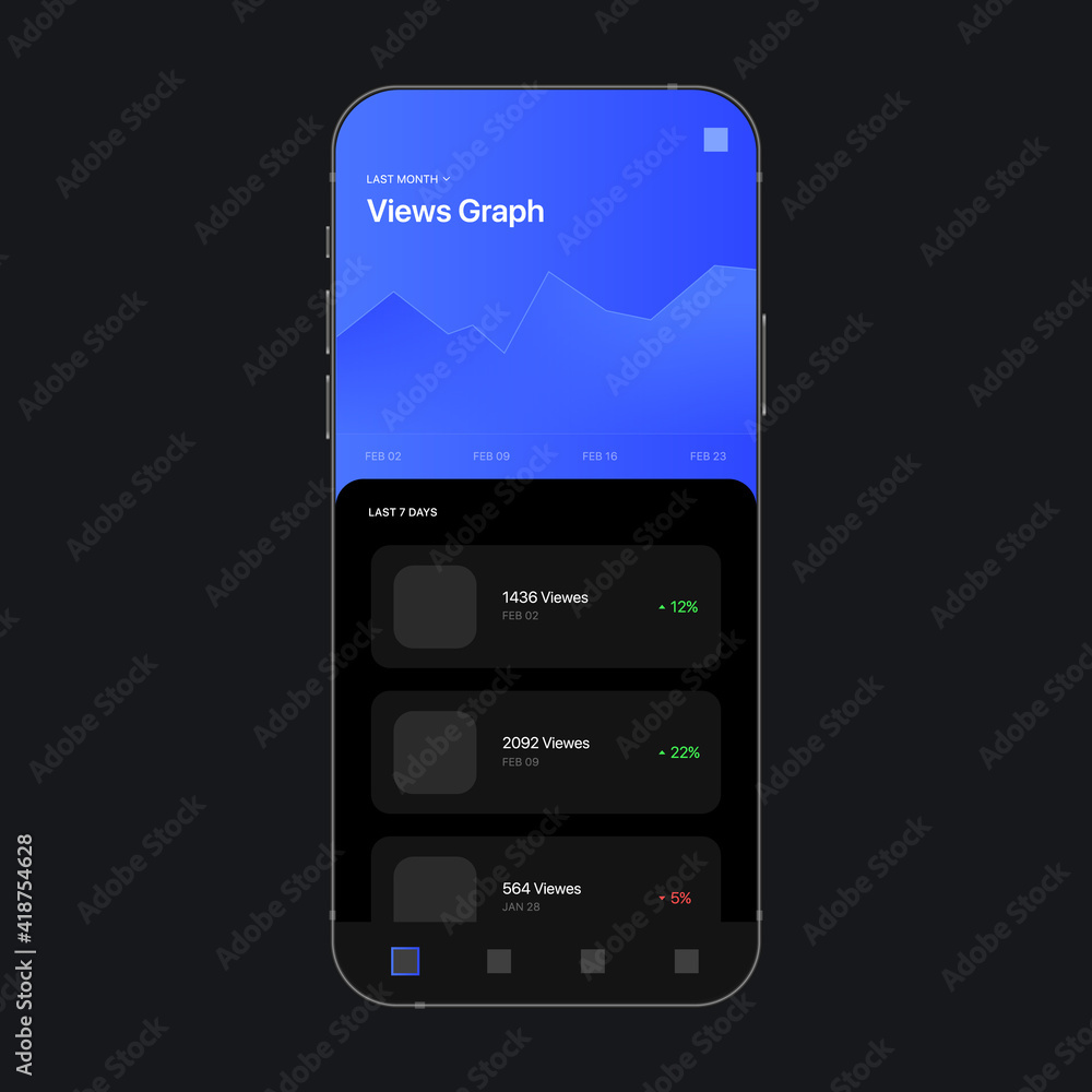 Poster analytics app. statistic graph ui screen concept. vector illustration