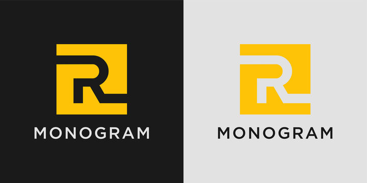 monogram letter r logo design template with creative abstract concept