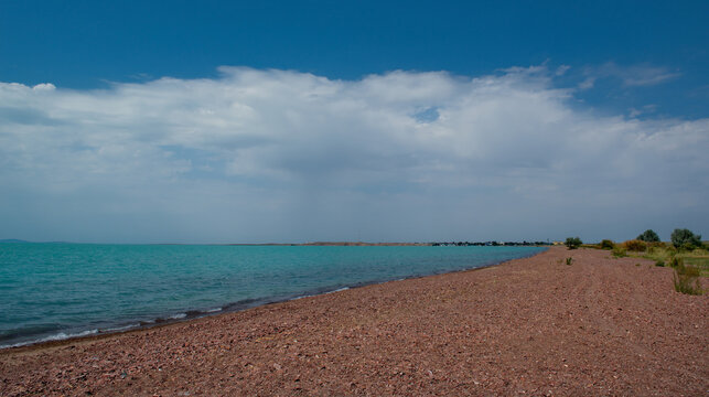 South-Eastern Kazakhstan. Calm weather on the shore of Lake Balkhash near the city of the same name.