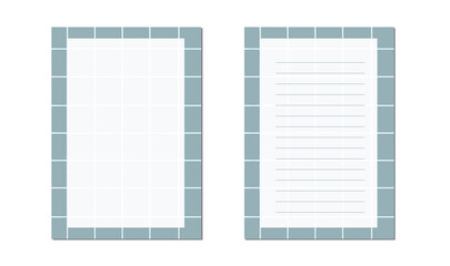 Template for notes, timetable, checklists, exercise books, agendas. Blue checkered background. Vector. Isolated. White background.