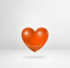 3D orange heart on a white studio background