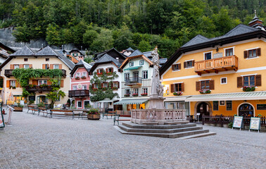 Center of village Hallstatt in Upper Austria