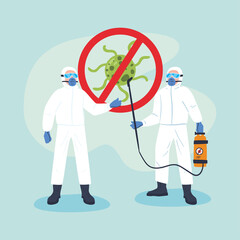 Men disinfecting virus