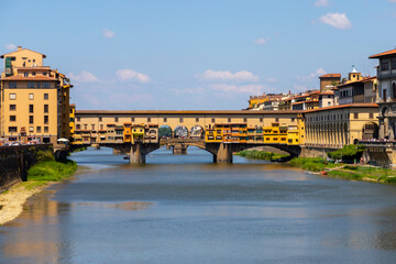 View of Ponte Vecchio during the day in Florence, Italy.