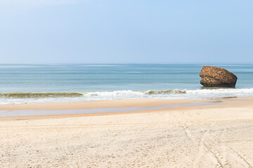 Matalascañas beach o Torre de la Higuera in the province of huelva, Andalusia, Spain. Foundations...