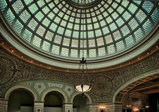 Originally the central library, the Chicago Cultural Center hosts art & cultural exhibits, as well as serving as a venue to greet visiting dignitaries