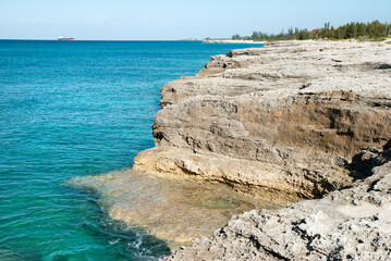 Fototapeta na wymiar Grand Bahama Rocky Eroded Coastline