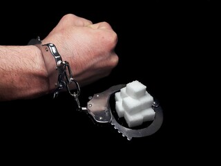 Handcuffed man is addicted to sugar and cocaine, sugar is more addictive than cocaine, white sugar...