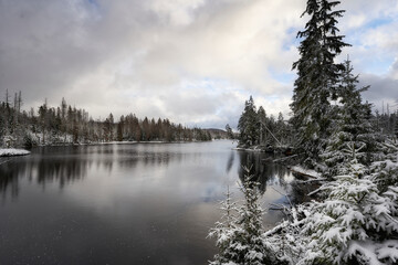 Der Oderteich im Harz im Winter
