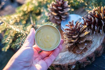 home made organic natural spruce pine tree resin  oitnment salve cream 