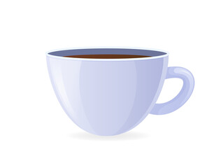 Cartoon illustration of a cup with a drink isolated on a white background. Vector image of a mug with coffee.
