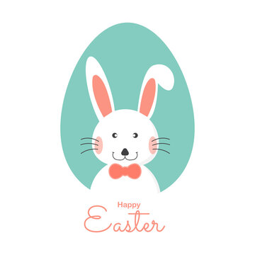 Happy easter with bunny greeting card. Easter day background. Vector illustration.