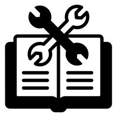 
Tools over a book, icon of service book

