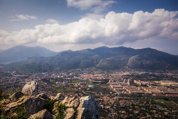 Obraz premium Spring Coastal Hill Landscape on Sicily Italy near Palermo