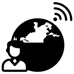 
A global wifi network icon in solid design

