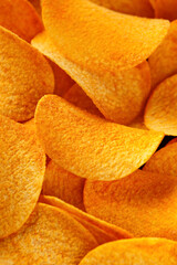 Close up potato chips with paprika. ready to eat
