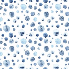 Watercolor hand-painted Fresh Blue Garden Seamless Pattern