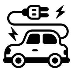 
Electricity car in solid style editable vector 

