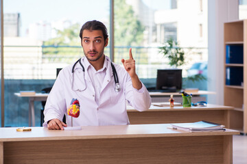 Young male doctor cardiologist working in the clinic
